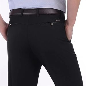 Calças casuais masculinas de alta qualidade calças soltas casuais calças retas leves terno masculino calças pretas plus size 40 240125