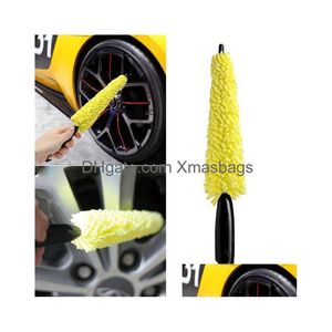 Cleaning Brushes Car Wash Portable Microfiber Wheel Tire Rim Brush Cars Wheels For Cares With Plastic Handle Washs Detailing Tools I Dh5Ws
