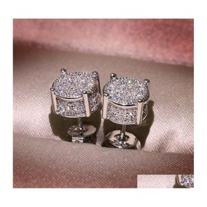 Stud Choucong Hip Hope Earring Vintage Biżuteria 925 Sterling Sier Sier Yellow Gold Fill Pave White Sapphire CZ Diamond Sparksing Women Me249V