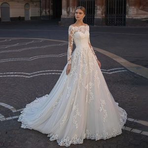 Stunningbride 2024 Gorgeous Off The Shoulder Wedding Dresses Elegant A Line Bateau Lace Applique Princess Bridal Gowns Custom Made