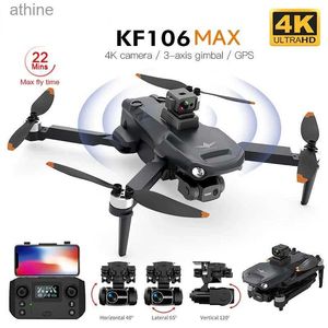 Drones KF106 MAX 4K Profissional Drone HD Câmera GPS 5G WIFI 3-axis Anti-shake Gimbal Brushless Motor Obstacle Evite Dron VS KF102 YQ240129