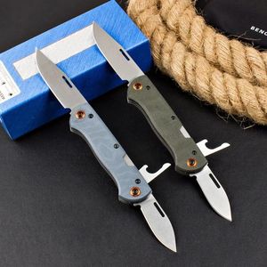 BM 317 Weekender Stonewashed S30V Lama con coltello pieghevole apribottiglie Blu G10 / Manici in lino verde Coltelli da sopravvivenza tattici per esterni BM 533 535 9400 710