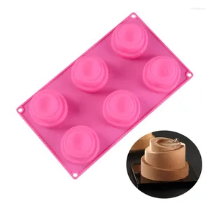 Bakningsformar 6 Cavity Spiral Cylinder Silicone Cake Mold For Chocolate Mousse Jelly Pudding Ice Cream Dessert Bakeware Pan Decorating Tools