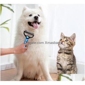 Dog Grooming Inventory Wholesale Pet Fur Knot Cutter Shedding Tool Cat Hair Removal Comb Brush Double Sided Products Drop Delivery H Dhn7I