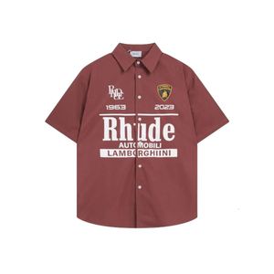 Rhude Hemd Designer Original Qualität Herren Freizeithemden Mode Marke Brief Gedruckt Kurzarm Für Männer Und Frauen High Street Casual