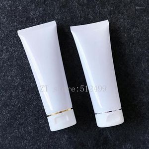 100 ml gyllene sliver kant vit mjuk slangrör hand ansiktskräm tom press tube schampo lotion påfyllningsbara containrar1321l