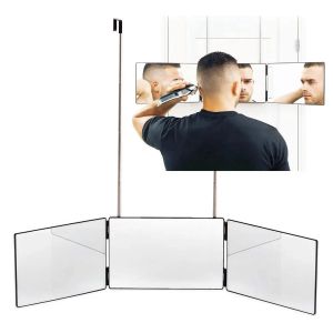 Speglar 3 vägs spegel justerbar trifold spegel självfrisör styling diy frisyrverktyg 3 sidospegel hem hårklippning makeup spegel