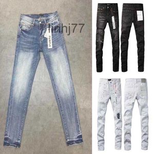 Herrenjeans Herren Lila Designer Ripped Straight Regular Denim Lange schwarze Jeans Reißverschluss Fly Mid Pants Loch für Herren Designer Damen8B2C