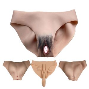 Calcinha de silicone com vagina falsa, roupa íntima realista para travestis e transgêneros, shemales