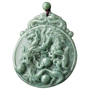 Kolye Birmanya Yeşim Dragon Phoenix Kolye Hediye Kolye Taş Jadeite Kolye kolyeler yeşil mücevher aksesuarları erkekler doğal