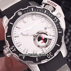 46mm Data Novo Maxi Marine Diver 3203-500LE-3 93-HAMMER Mostrador Branco Relógio Masculino Automático Caixa de Aço Pulseira de Borracha Esporte de Alta Qualidade 283U