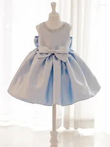 Abiti da ragazza Abito da sposa a fiori blu Poncho di compleanno per principessa alla moda per bambini Esibizione al pianoforte