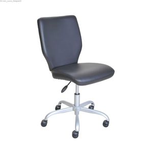 Cadeira de escritório com encosto médio e rodízios de cores correspondentes, couro sintético cinza Q240129