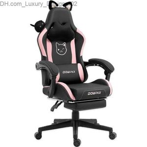 Outros móveis Cadeira de jogos Dowinx fofa com orelhas de gato e massagem com apoio lombar Cadeira ergonômica para computador para meninas com apoio para os pés Q240130