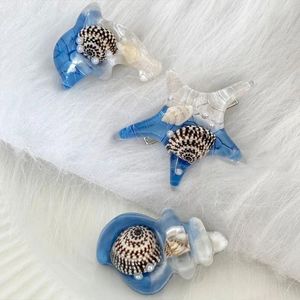 Accessori per capelli Clip per conchiglia oceano delfino Simpatico fermaglio in plastica per stella marina a becco d'anatra Mollette in stile conchiglia Forcina per capelli quotidiana