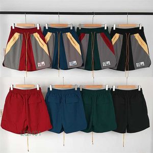Men's Shorts Designer Mens High Street Rhude Short Embroidery Color Matching Elastic Men Women Sports Casual Unisex Split Colored Fifth European 1J6U
