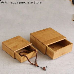 Halskette Bambus und Holz Schmuckschatulle kleine einfache Bambusarmbänder Perlen Aufbewahrungsbox Magnetschalter Chinesisch Schöne Geschenkboxen