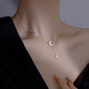 Popularity Fashion Moon Star 14k Yellow Gold Necklace Geometric Shape Pendant Chain for Womens Fine Accessories