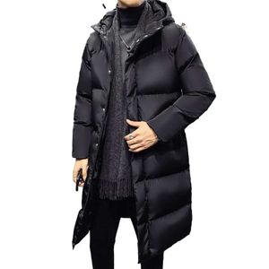 冬の韓国語バージョントレンディな太いフード付きコットンジャケットメンズミッドレングスジャケットメンズコットンジャケットカジュアルファッションジャケット