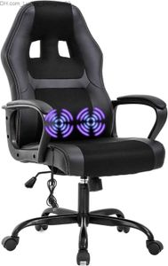 Other Furniture PC Gaming Chair Massage Office Chair Ergonomic Desk Chair Adjustable PU Leather Racing Chairwith Lumbar Support Headrest Q240129