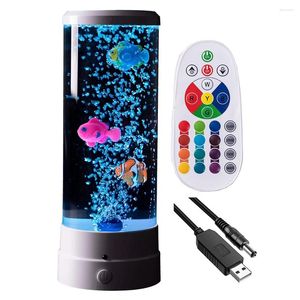 Night Lights 16 Color Changing Bubble Fish Lamp USB Plug-in Mini Lava With Remote Control Light For Kids Adults Gift