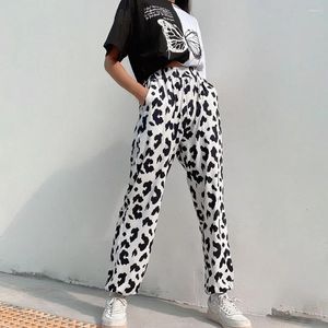 Kvinnors byxor 2024 harajuku sexig sebra djurtryck elegant lös avslappnad hög midjebyxor damer kontor za kvinnor streetwear