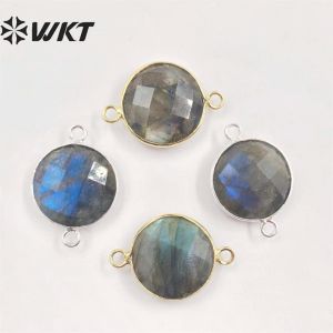 Bangle Wtc118 Wholesale 5pcs 15mm Labradorite Connector for Jewelry Making Natural Labradorite with Gold Plate Tiny Gold Connector