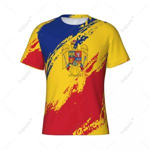 Herr t-shirts Anpassade namn Nunber Rumänien Flaggfärg Män tät sport T-shirt Kvinnor TEES JERSEY FÖR SOCCER FOTBALL FANS