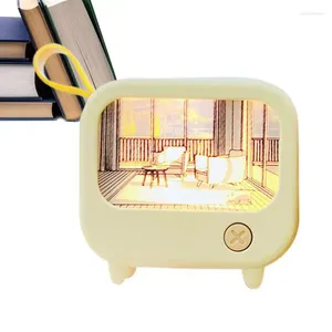 Night Lights TV Painting Light Creative Led Kawaii Lamp Cute Desktop Ornament Mini Room Party Decor Birthday Gift