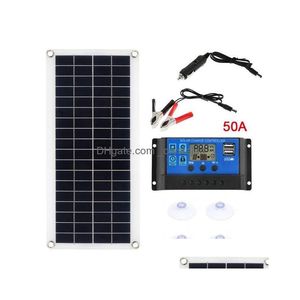 Kit de painel solar para carro à prova d'água, acessórios para veículos, 30w, 100w, 300w, 12v, placa de carregamento usb com controlador para dhpov