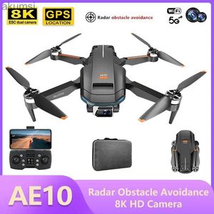 Drones AE10/AE3/S138 Drone 8K Dual Camera Three-axis EIS Anti Shaking Pan Tilt GPS Obstacle Avoidance Folding Quadcopter RC Helicopter YQ240129