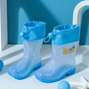 Children Boys Girls Fashion Rain Boots Lightweight Waterproof and Non-slip Rain Boots Transparent Rainboots Kids Water Shoes 240125