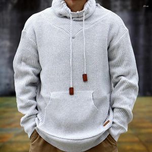 Maglioni da uomo con cappuccio autunno e inverno coulisse collo alto maglione lavorato a maglia giacca pullover casual abbigliamento da uomo