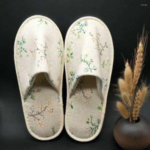 Bath Accessory Set Slippers Shoes Portable Closed Toe Disposable Tree Leaf Print El Travel SPA