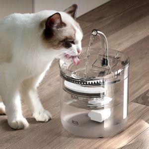 Alimentadores 2l automático gato fonte de água transparente cão dispensador de água bebedores para gatos pet beber tigela filtro alimentador para animais de estimação suprimentos