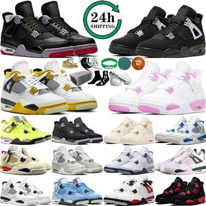 Box 4 4s Basketball Shoes For Men Women Canvas Military Black Cat Bred Reimagined White Red Cement Thunder Tour Yellow Lighnting Mens Womens Trainers Sports Sneakers