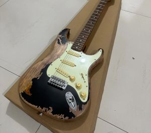 Relic Black S T Guitar Rory Gallagher Alder Body Rosewood Fingerboard High Quality Guitarra Gratis frakt Electric Guitar