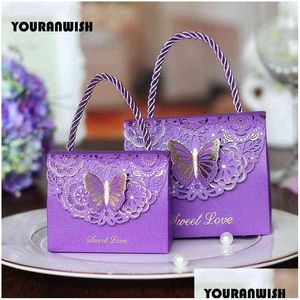 Gift Wrap 50Pcs/Lot High-Quality Laser Cut Butterfly Flower Bags Candy Boxes Wedding Favors Portable Box Party Favor Decoration H123 Dhfar