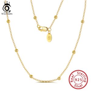 Kolye Orsa Jewels 925 STERLING Gümüş 1.0mm Kablo Zinciri Kolye 2,0 mm Top Boncukları Kadın Mücevherleri için Zarif Uydu Zinciri SC43