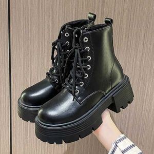 Stiefel Rimocy Chunky Plattform Kampf Stiefel Frauen Herbst 2023 Pu Leder Stiefeletten Frau Nicht-Slip Dicke Sohle Motorrad Botas mujerL2401