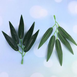 Dekoracyjne kwiaty DIY Wrenich Liście Fałszywe gałęzie i materiały dekoracyjne (ciemnozielone) 30pcs sztuczny bambus