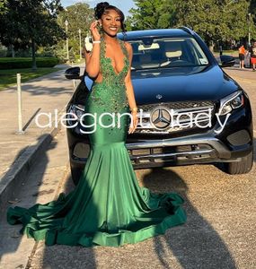 Emerald Green Luxury African Evening Birthday Dresses for Women Sparkly Diamond Crystal Prom Ceremony Gown vestidos gala