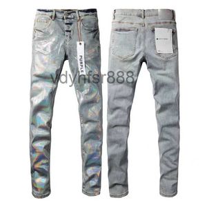 Moda Uomo Strappo Commercio Estero Jeans Azzurri Cuciture Design da Uomo Moto Equitazione Pantaloni Slim Freschi Viola per Donna Rock Revival Lettera Pant JCFY