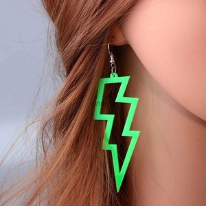 Stud 6Color Acryl Neon Baumeln Ohrringe für Frauen Übertrieben Retro Fluoreszierende Grün Blitz Lange Ohrring Bar Party Schmuck YQ240129