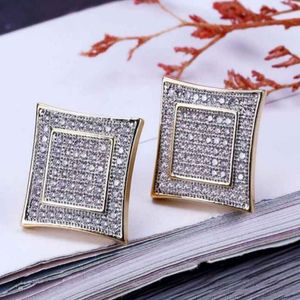 Yeni Erkek 18k Sarı Altın Dolu Lab Diamond Saplar Küpe Set205Z