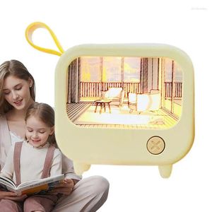 Luci notturne TV Pittura Luce LED Lampada ricaricabile USB Tavolo carino Comodino Desktop Ornamento Decorazioni per la casa Regalo di compleanno per bambini