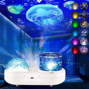 Luci notturne Luce per bambini Proiettore oceanico Rotazione a 360 gradi 6 colori Stereo Galaxy Proiezione Boy Girl Toy Compleanno Regalo di Natale