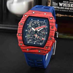 2024New Styles Hollowed Out Bottom Imitation Carboning Pointer Mens Quartz Wristwatch {Kategori}