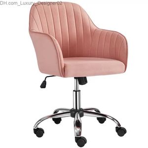 Andere Möbel Samt-Arbeitsstuhl mit mittlerer Rückenlehne und Armlehnen, rosa, ergonomischer Schreibtisch für Heimbüro, Netzcomputer Q240129