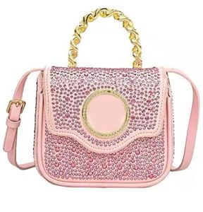 Borsa a tracolla di design di alta qualità Borsa a tracolla con diamanti pieni Borsa da donna con manico placcato alla moda Borsa a tracolla regolabile con patta